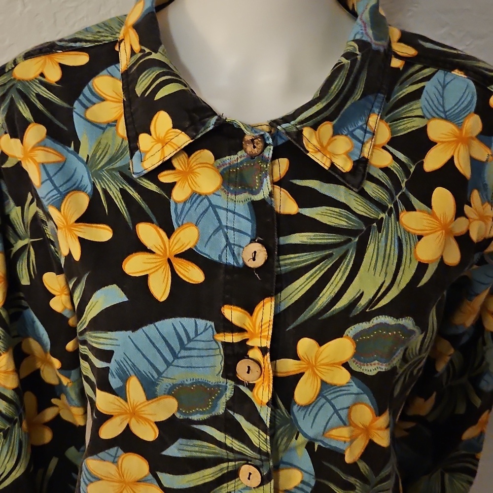 JANE ASHLEY Tropical Floral Resort Button Down Shacket - Picture 5 of 8